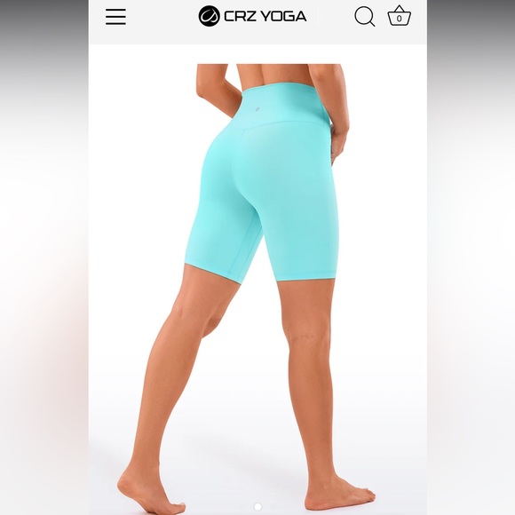 *SOLD* NWT CRZ Yoga Bike Shorts Turquoise Size Large - Picture 2 of 8